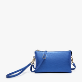 Riley Vegan Leather Crossbody Wristlet – Blue Agate 3-Compartment Bag