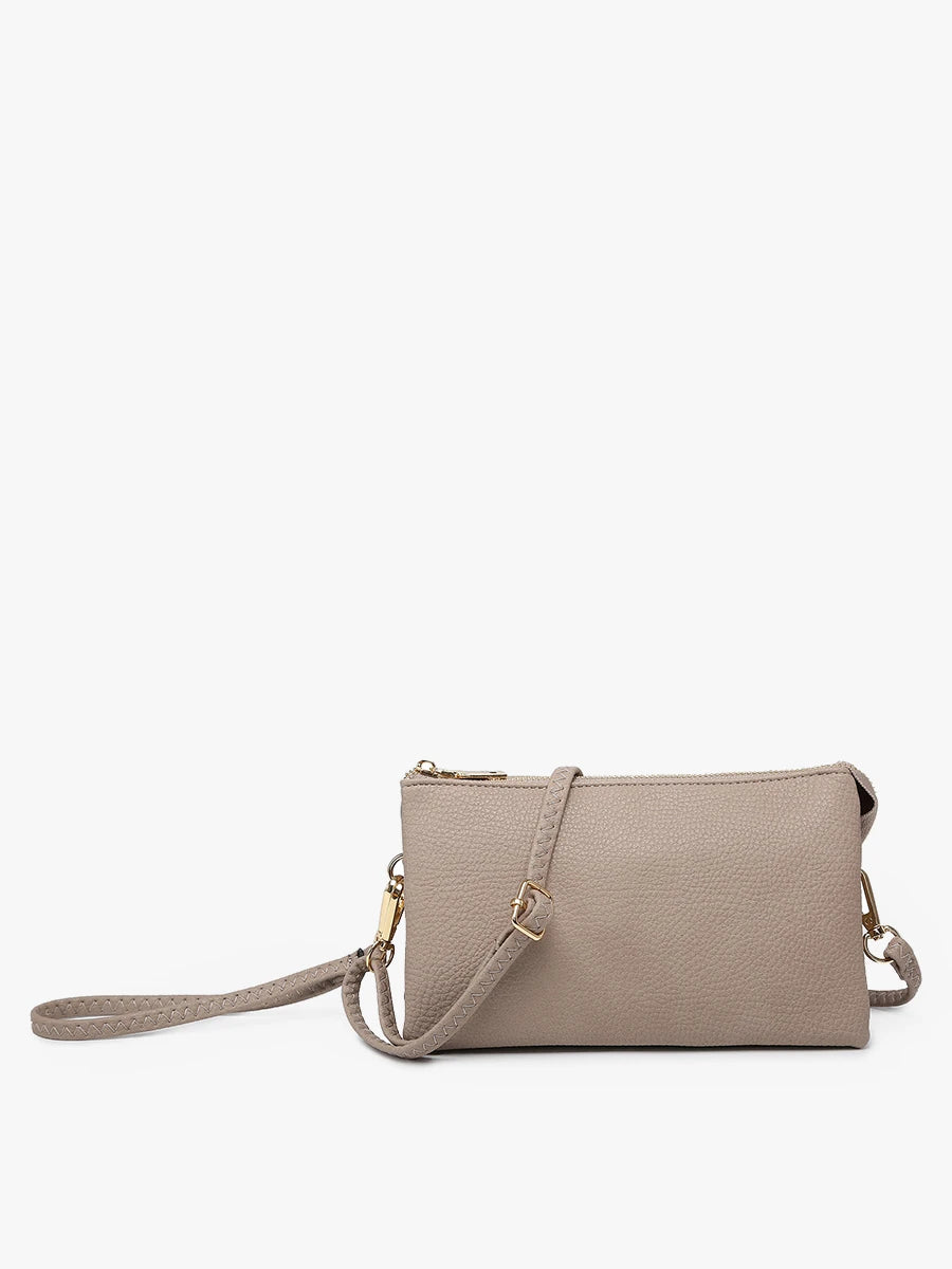 Riley Vegan Leather Crossbody Wristlet – Fog Grey 3-Compartment Bag