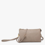Riley Vegan Leather Crossbody Wristlet – Fog Grey 3-Compartment Bag