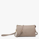 Riley Vegan Leather Crossbody Wristlet – Fog Grey 3-Compartment Bag