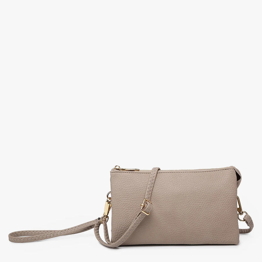 Riley Vegan Leather Crossbody Wristlet – Fog Grey 3-Compartment Bag