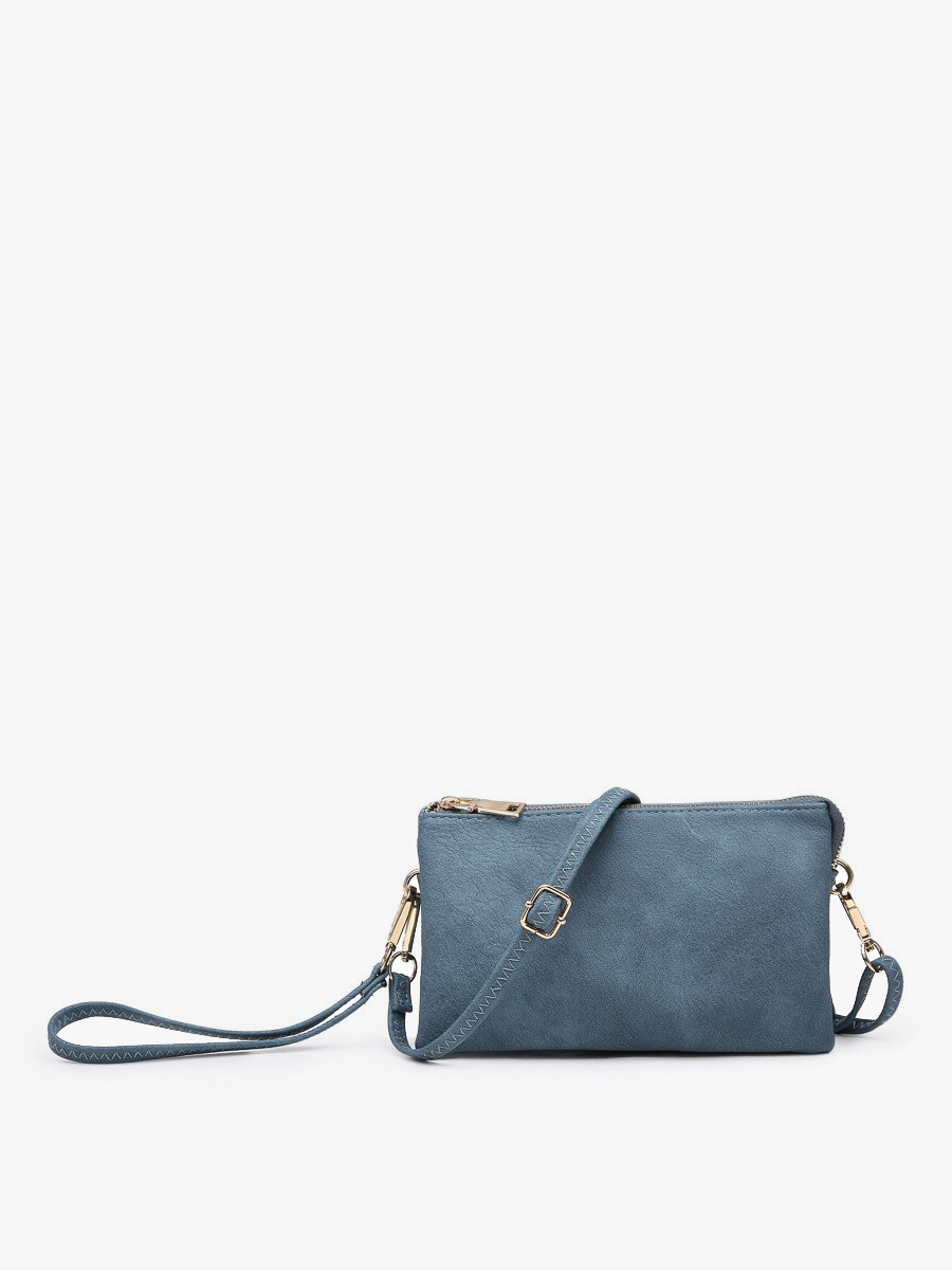 Riley Vegan Leather Crossbody Wristlet – Indigo 3-Compartment Bag