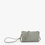 Riley Vegan Leather Crossbody Wristlet – Light Sage 3-Compartment Bag
