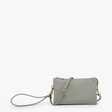 Riley Vegan Leather Crossbody Wristlet – Light Sage 3-Compartment Bag
