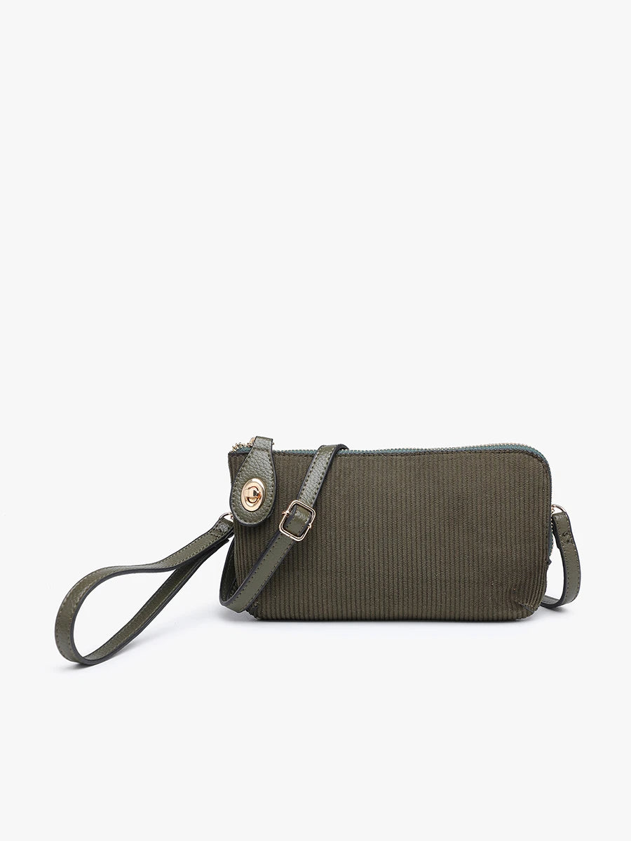 Kendall Corduroy Crossbody/Wristlet in Dark Olive