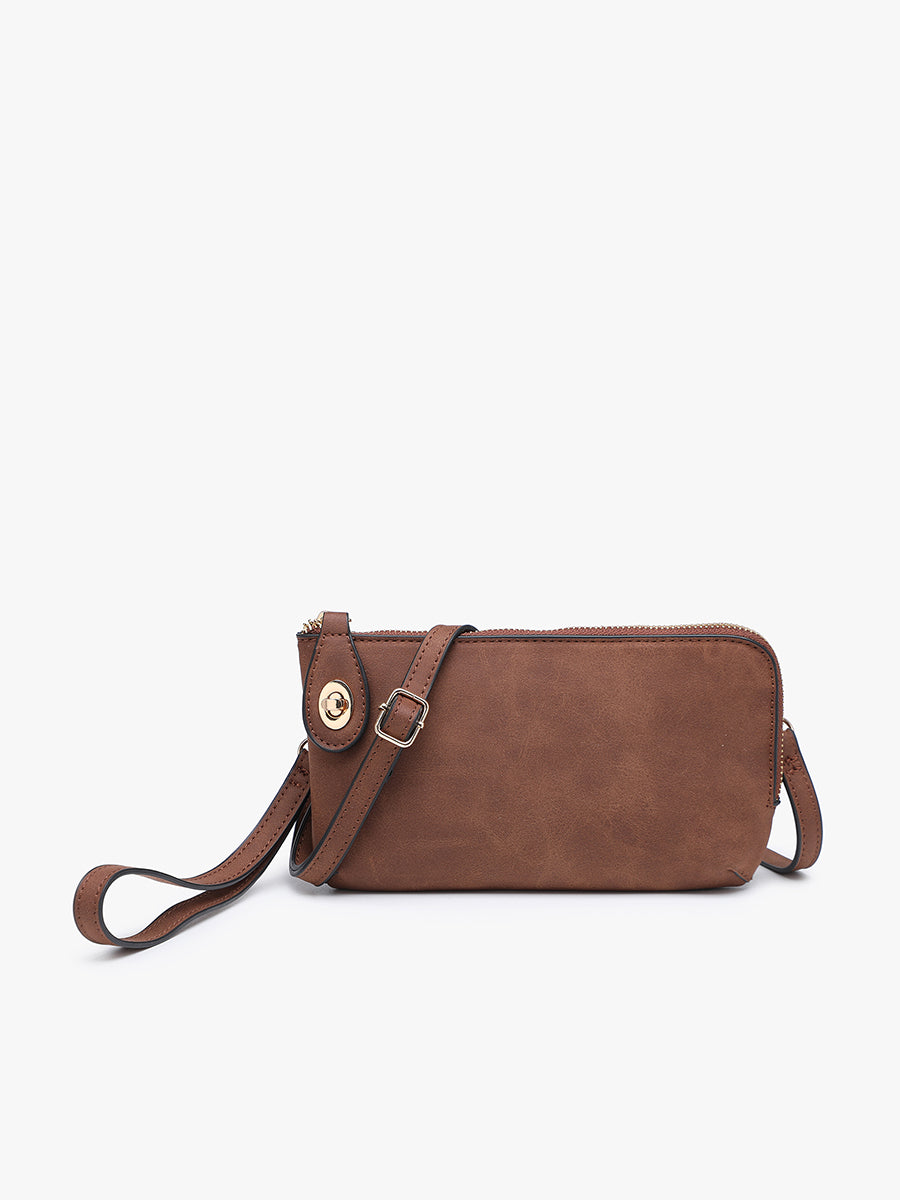 Kendall Suede Crossbody/Wristlet in Coffee