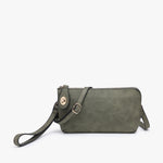 Kendall Suede Crossbody/Wristlet in Dark Olive