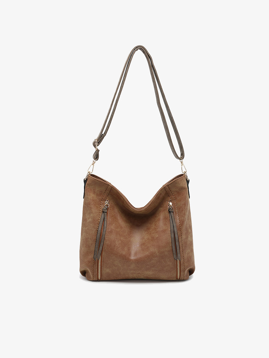 Mina Hobo Bag in Tan/Grey
