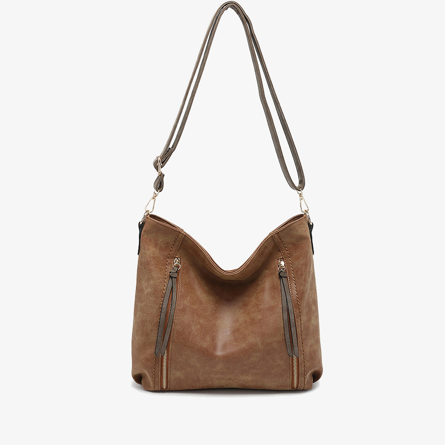 Mina Hobo Bag in Tan/Grey