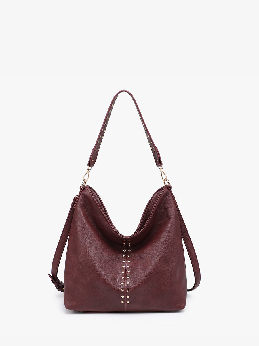 Emery Slouchy Studded Hobo in Merlot