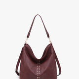 Emery Slouchy Studded Hobo in Merlot
