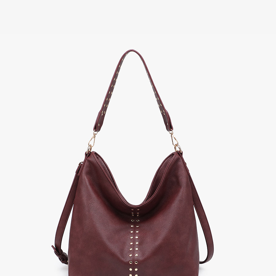 Emery Slouchy Studded Hobo in Merlot