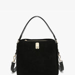 Allison Faux Suede Satchel in Black