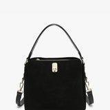 Allison Faux Suede Satchel in Black