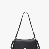 Quinn Faux Suede Shoulder Bag in Black