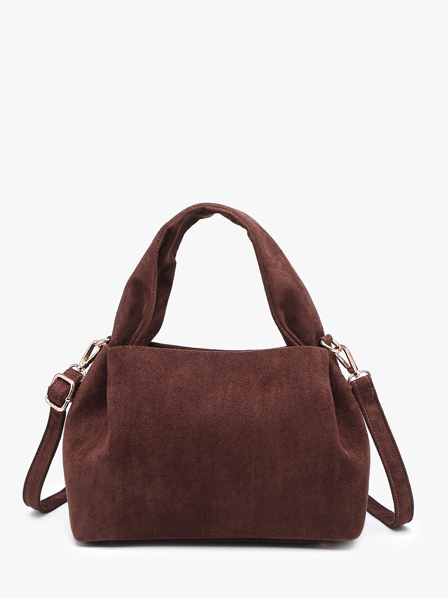Lia Faux Suede Satchel in Espresso