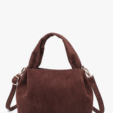 Lia Faux Suede Satchel in Espresso