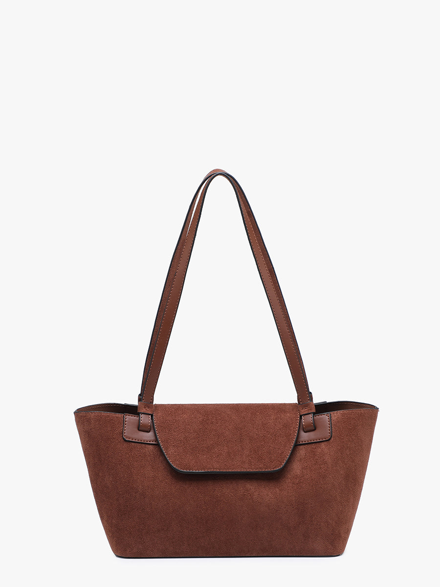 Reese Faux Suede Shoulder Bag in Brown