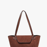 Reese Faux Suede Shoulder Bag in Brown