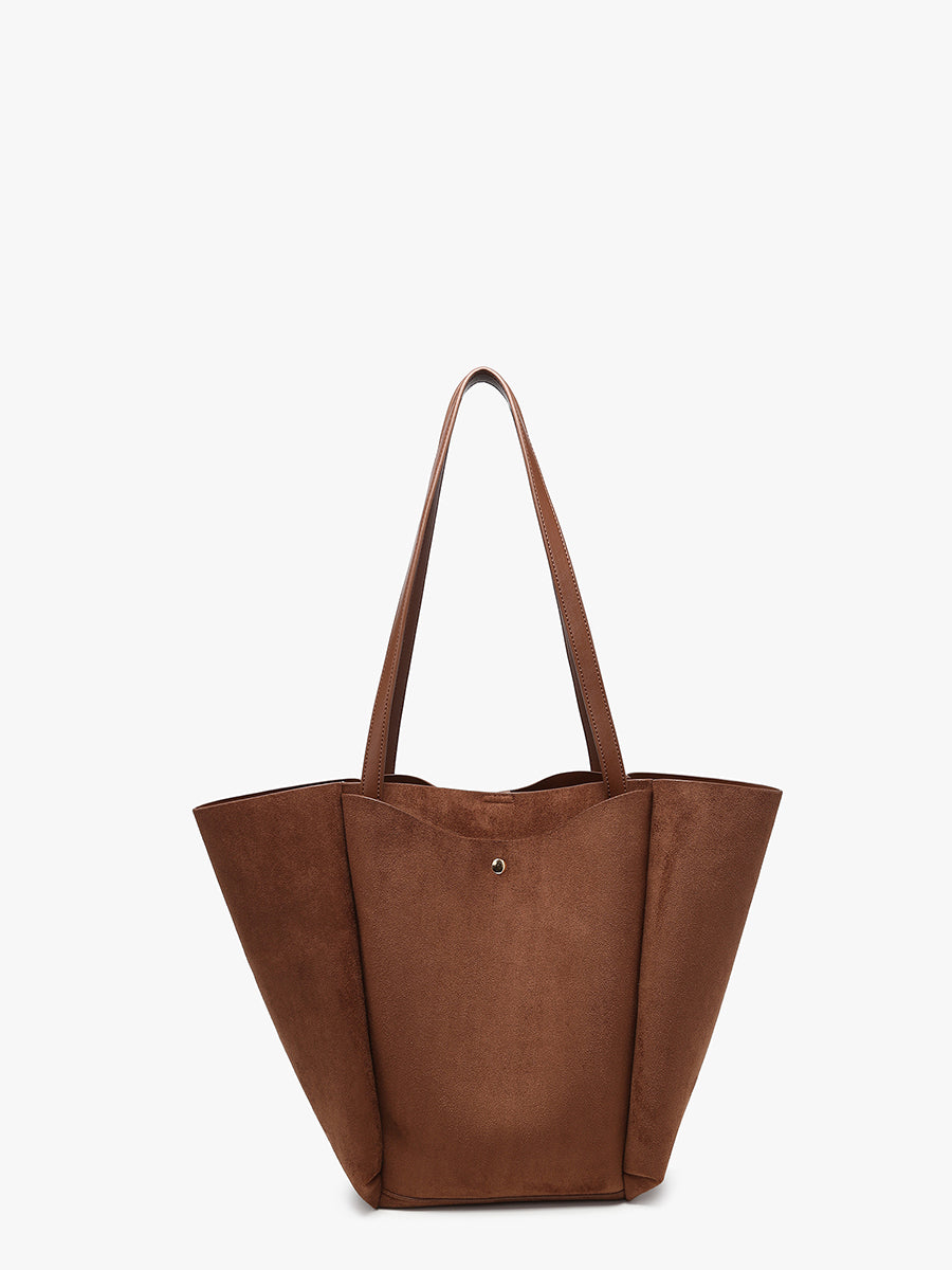 Giselle Faux Suede Tote in Brown