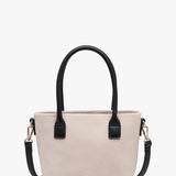 Liana Faux Suede Mini Tote in Off White/Black