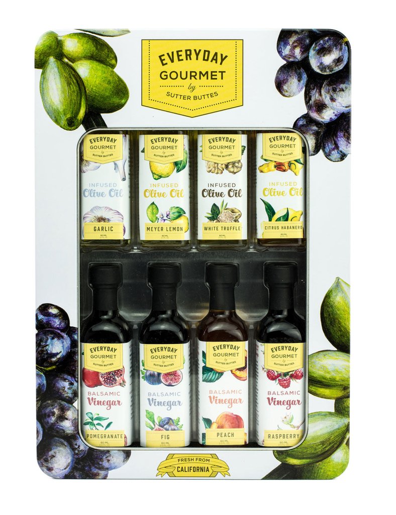 8-piece olive oil and balsamic vinegar gift tin