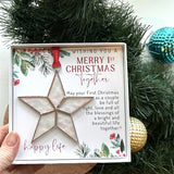 1ST CHRISTMAS TOGETHER STAINED GLASS STAR WITH RED RIBBON IN A WHITE BOX