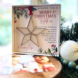 1ST CHRISTMAS TOGETHER STAINED GLASS STAR WITH RED RIBBON IN A WHITE BOX