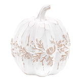 Tall Leaf Engraved White Resin Pumpkin