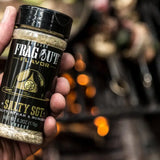 Salty SGT Steak and Burger seasoning label detail - Frag Out Flavor