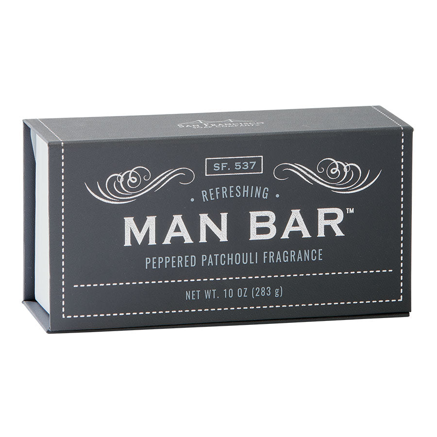 Man Bar 10 oz bar soap in Peppered Patchouli gift box