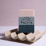 Bar Soap, Sea Salt & Moss, 4 oz - on ceramic dish