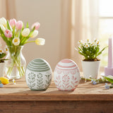 Green/Pink Flower Embossed Egg