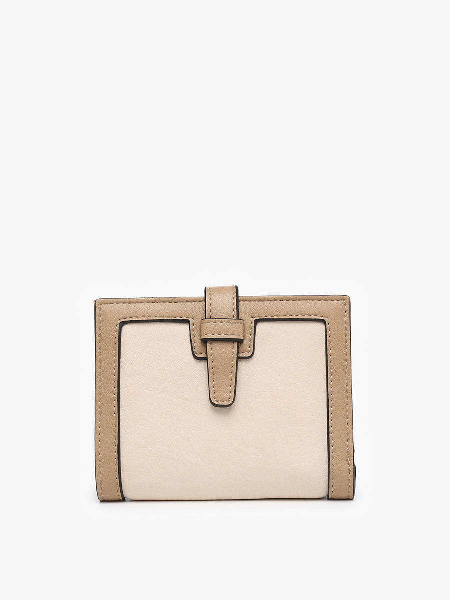 Bessie Woven Bifold Vegan Wallet – Beige & Parchment