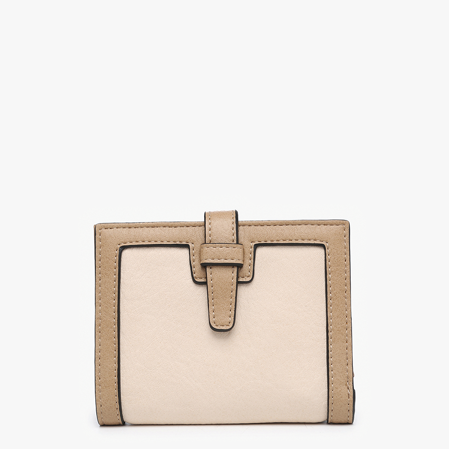 Bessie Woven Bifold Vegan Wallet – Beige & Parchment