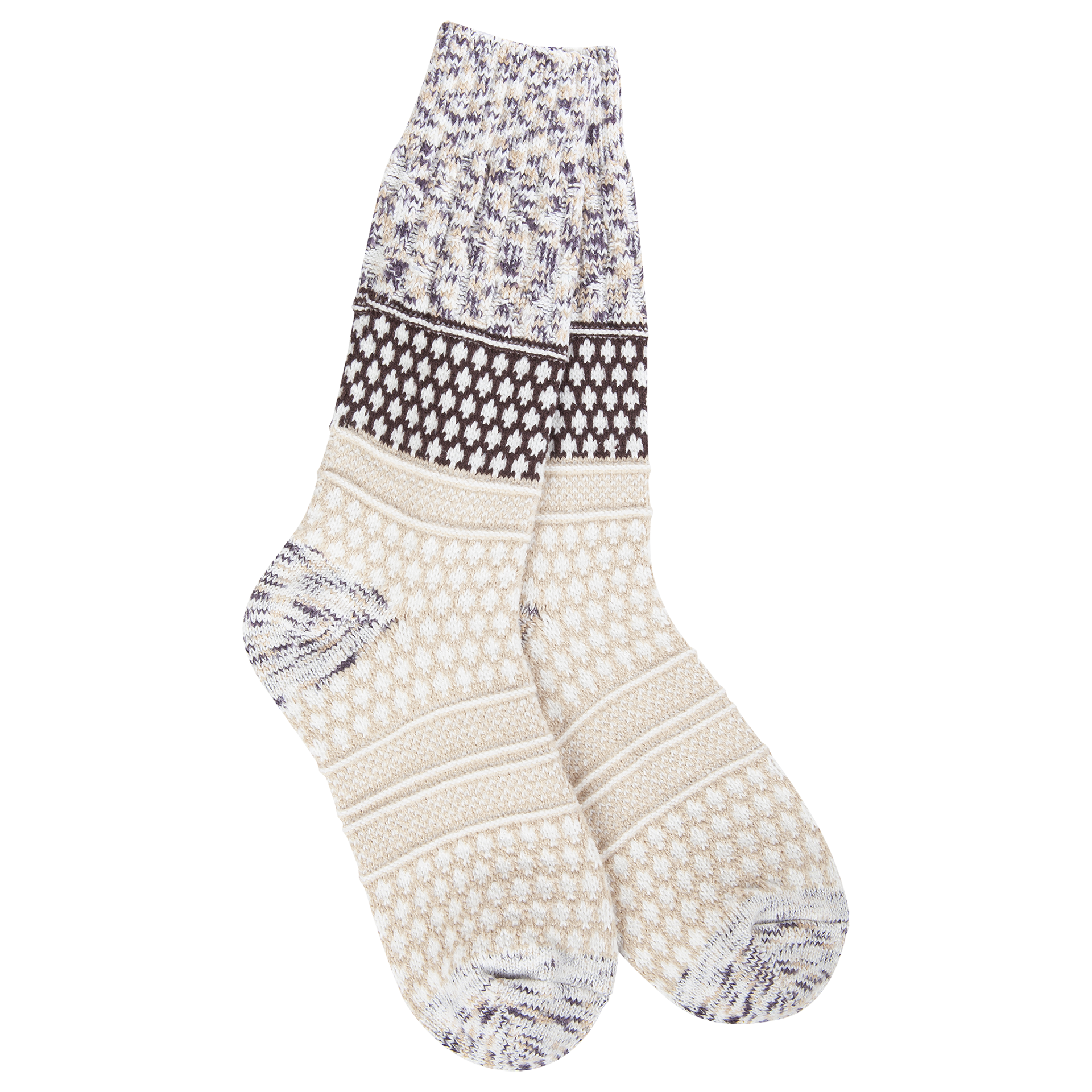 World's Softest Weekend Gallery Textured Crew socks in Cookie Dough Multi