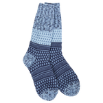 World's Softest Weekend Gallery Textured Crew socks in Peacoat Multi