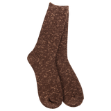 World's Softest Weekend Cotton Slub Marled Crew socks in Coffee