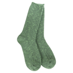 World's Softest Weekend Cotton Slub Marled Crew socks in Ivy