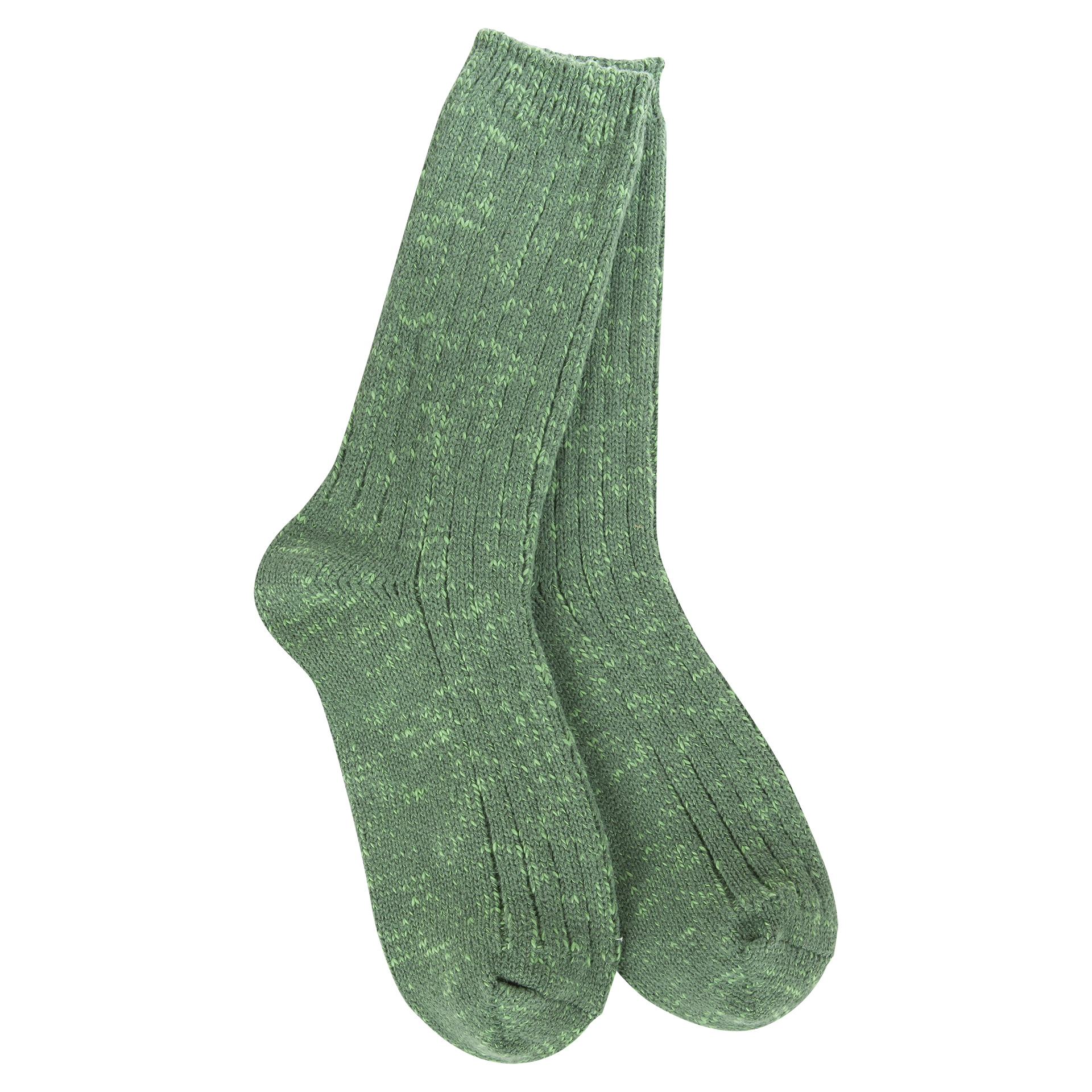 World's Softest Weekend Cotton Slub Marled Crew socks in Ivy