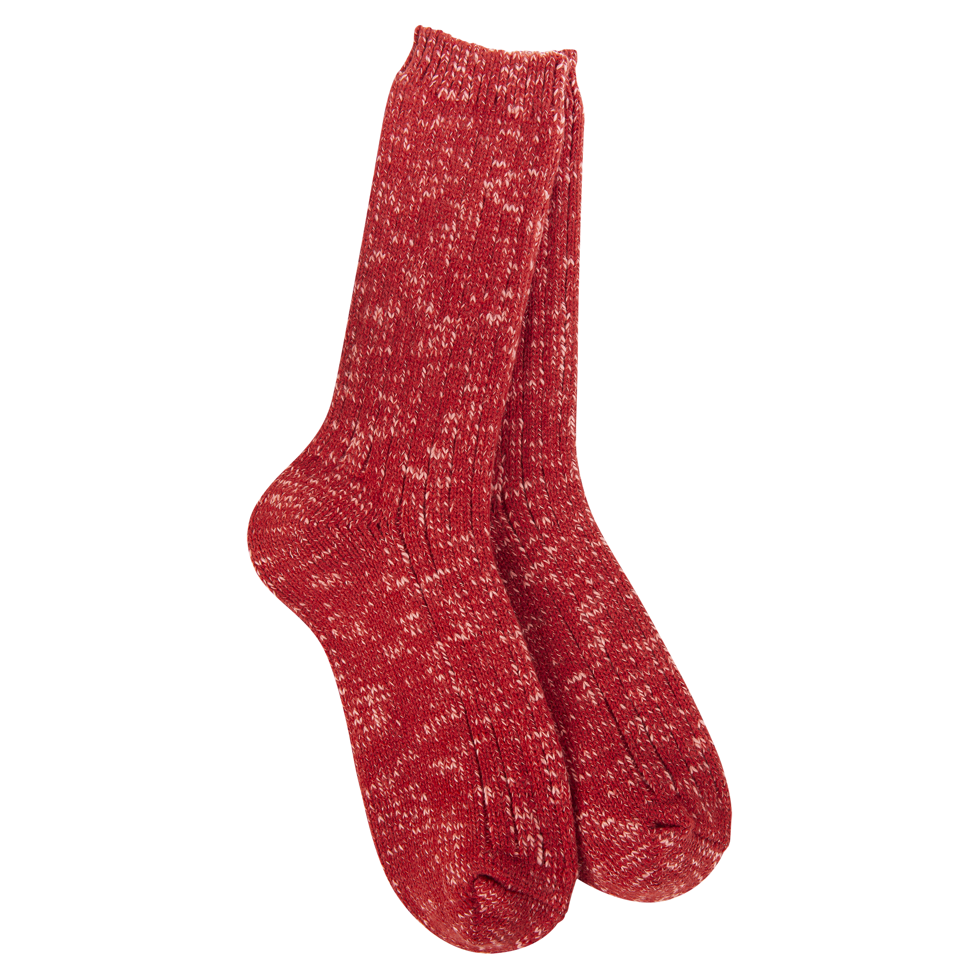 World's Softest Weekend Cotton Slub Marled Crew socks in Strawberry