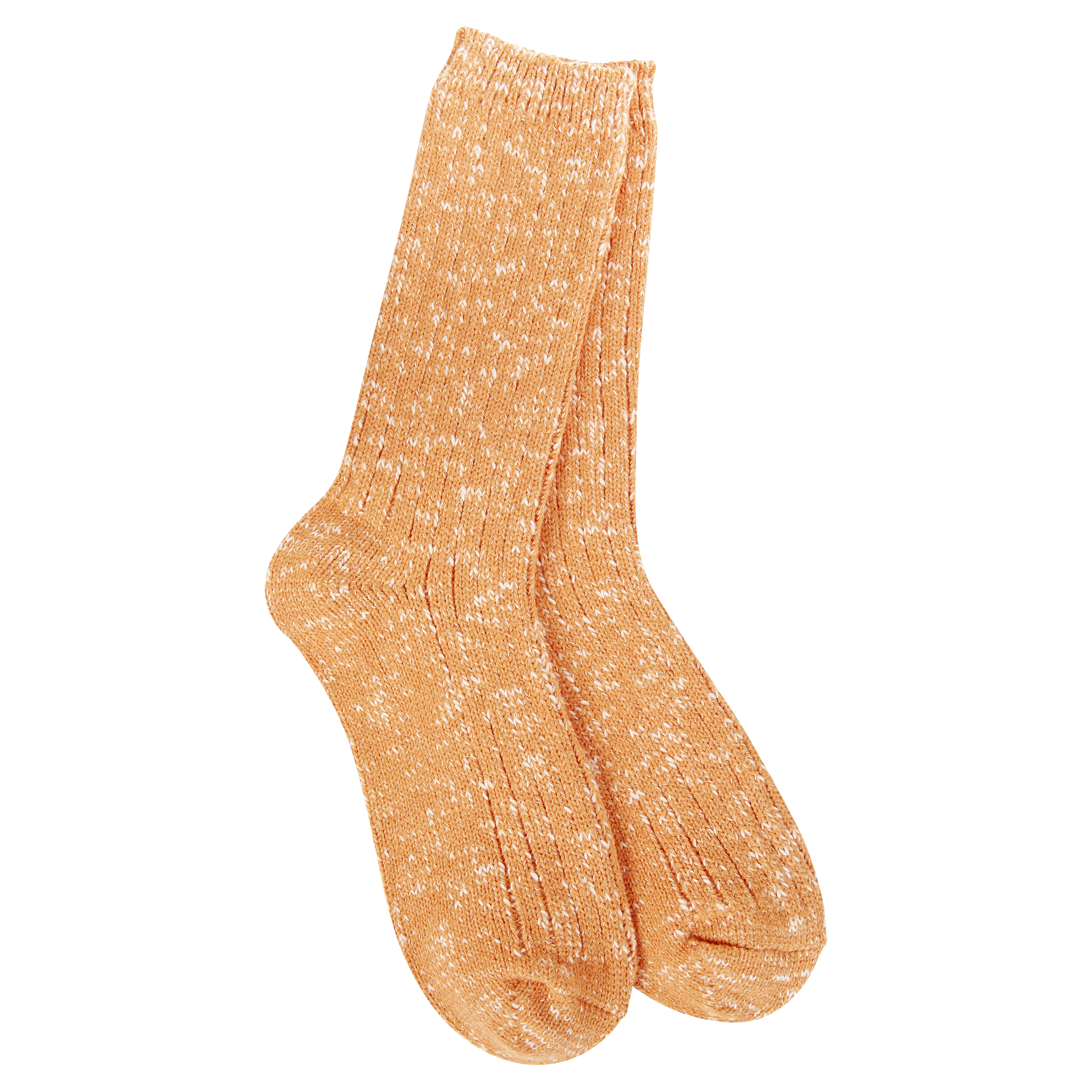 World's Softest Weekend Cotton Slub Marled Crew socks in Orange