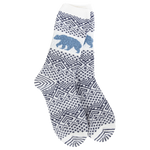 World's Softest Nature Walk Crew socks in Blue with moose and bear pattern
