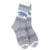 World's Softest Nature Walk Crew socks in Blue with moose and bear pattern