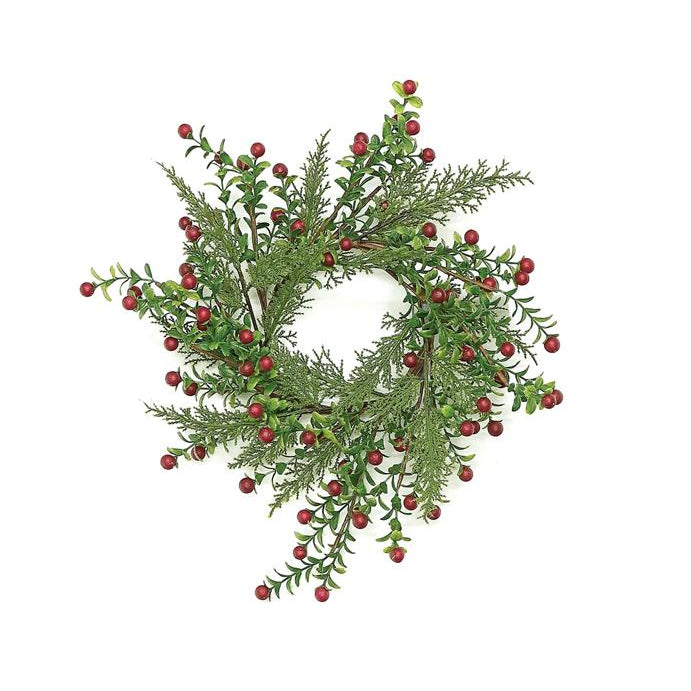 Red boxwood berry wreath, 14 inch