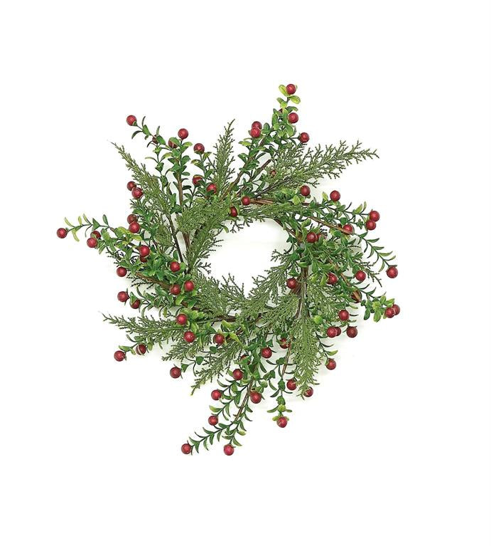 Red boxwood berry wreath, 14 inch