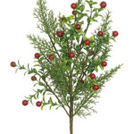 Red boxwood cypress berry spray, 20 inch
