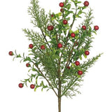 Red boxwood cypress berry spray, 20 inch