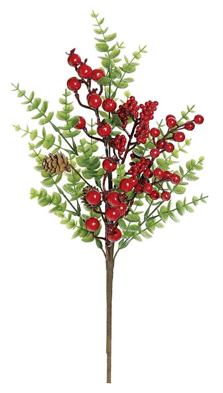 Mixed berry pick with boxwood and pinecone, 18 inch