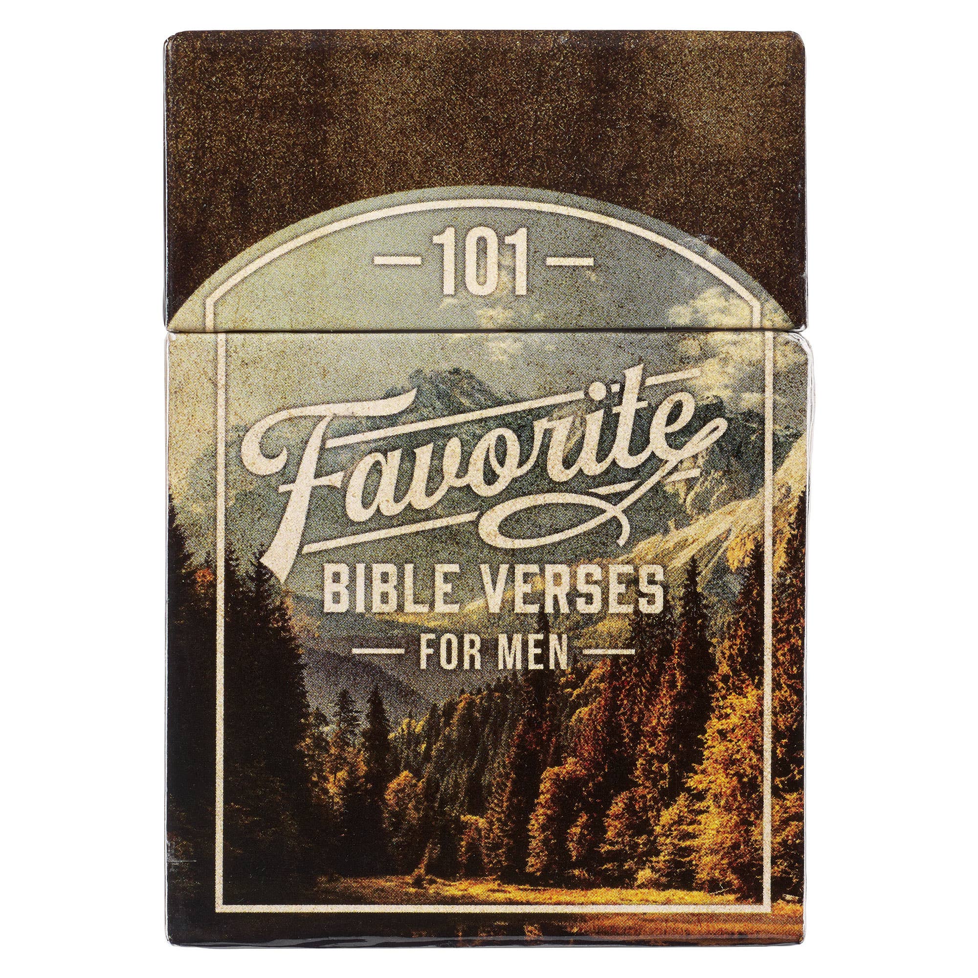 101 Favorite Bible Verses for Men Box of Blessings with vintage mountain design